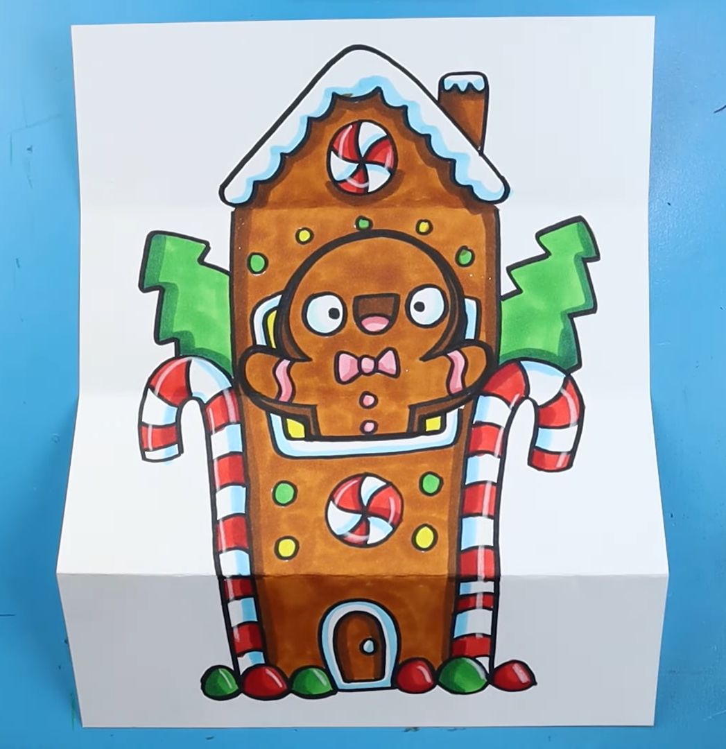 How to Draw a Gingerbread House Surprise