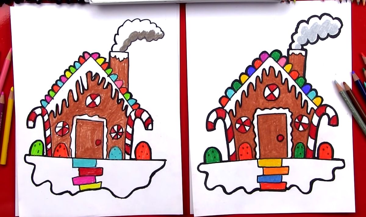 How to Draw a Gingerbread House for Kids
