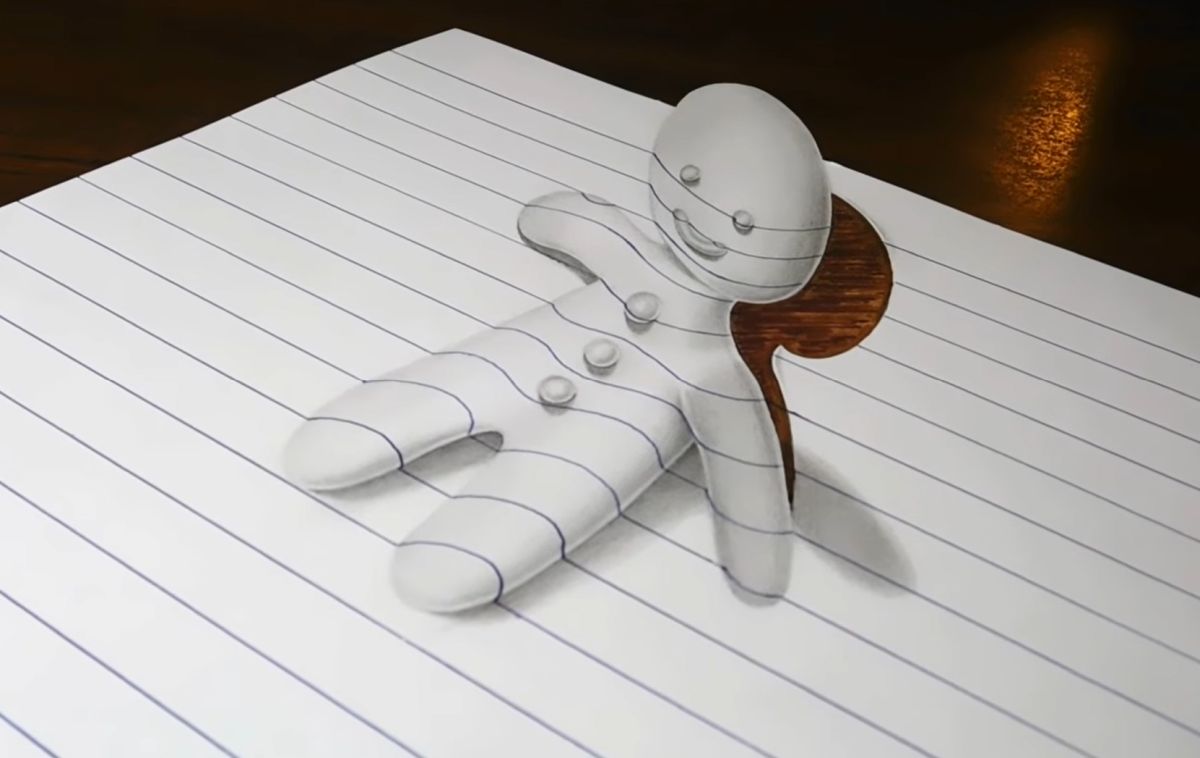 How to Draw a Gingerbread Man Optical Illusion