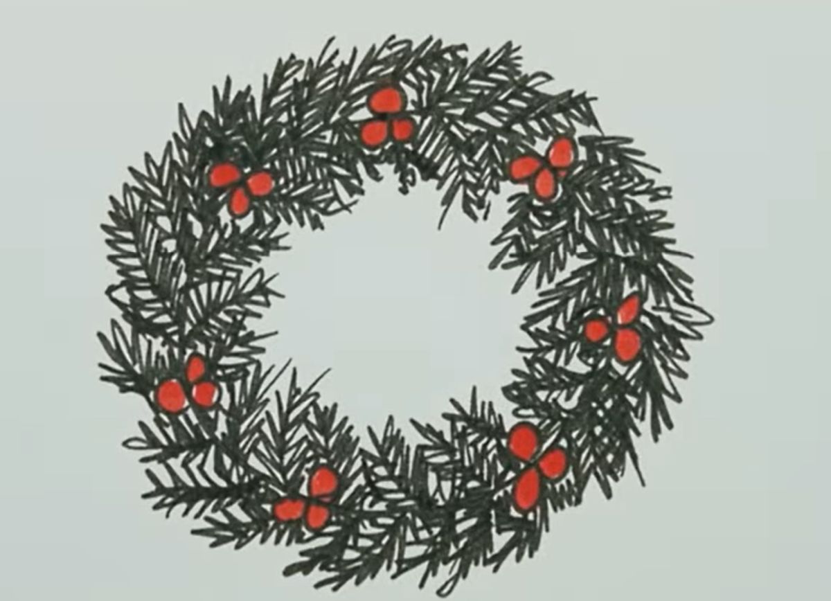 How to Draw a Realistic Christmas Wreath