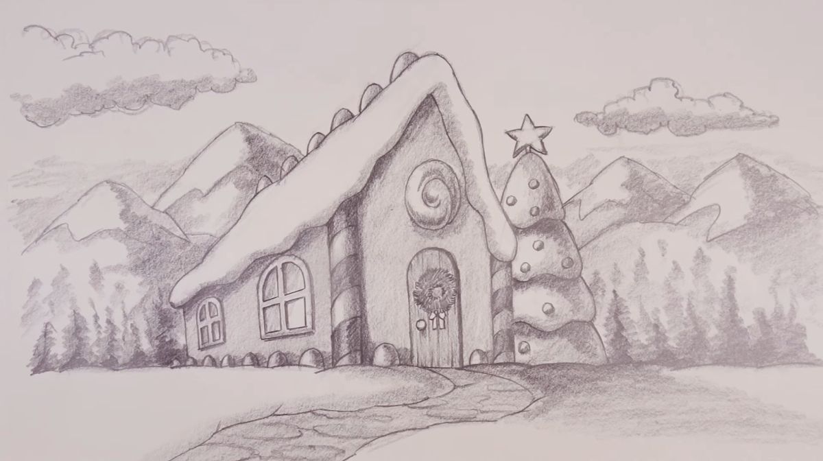How to Draw a Realistic Gingerbread House