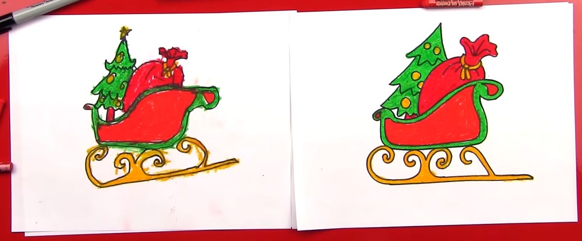 How to Draw a Sleigh with Gifts