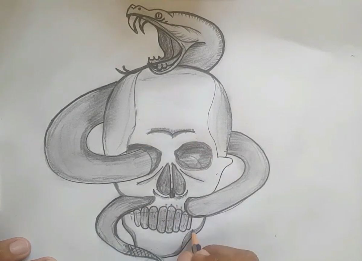 How to Draw a Snake in a Skull