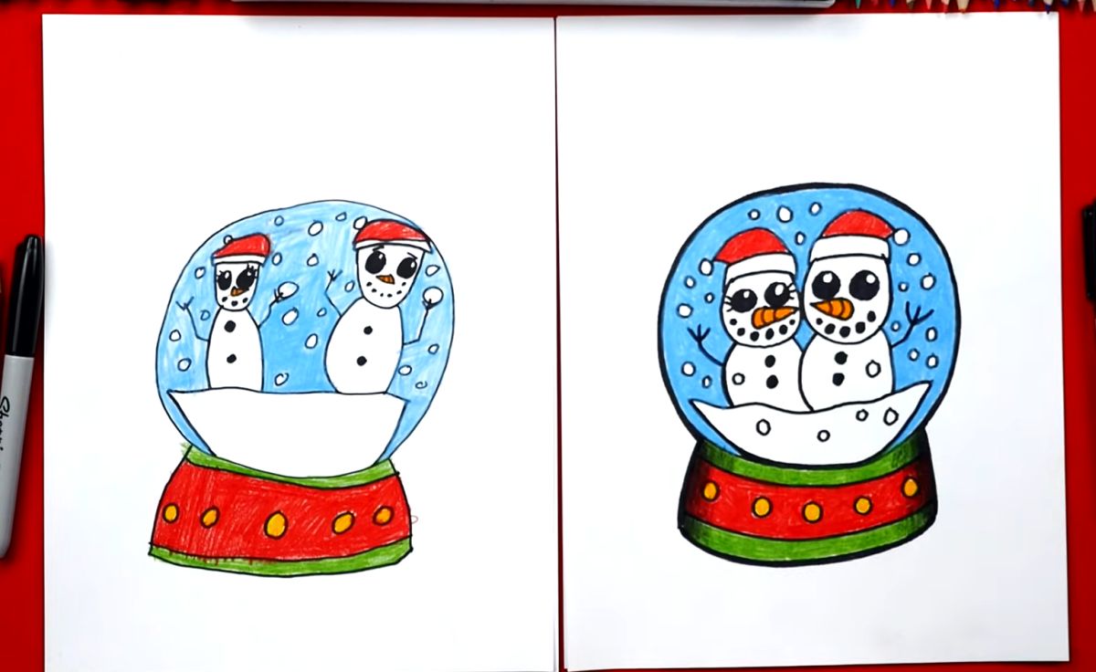 How to Draw a Snowglobe Ornament