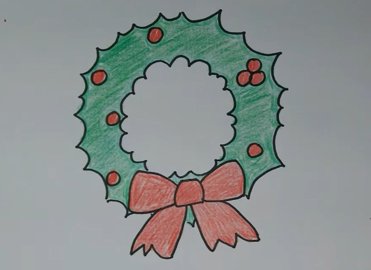 How to Draw an Easy Christmas Wreath
