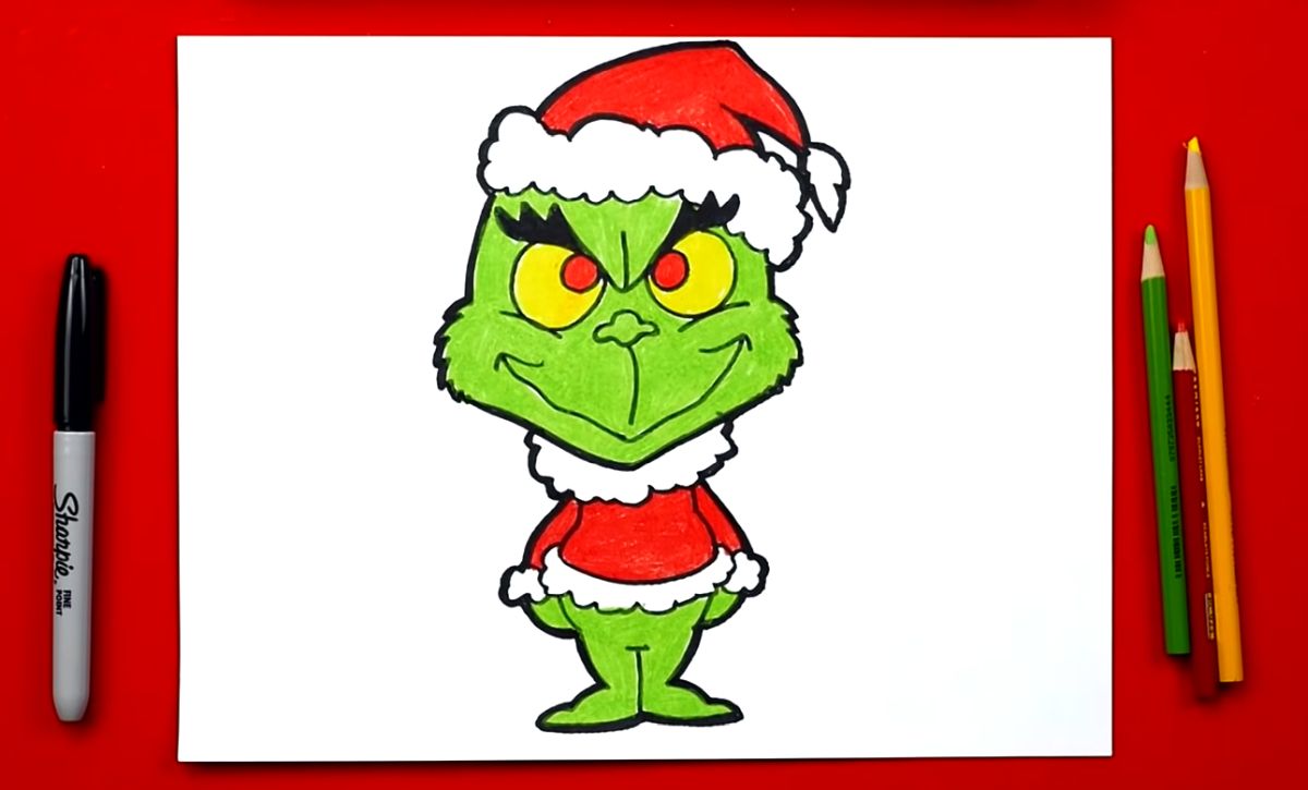 How to Draw the Grinch as Santa
