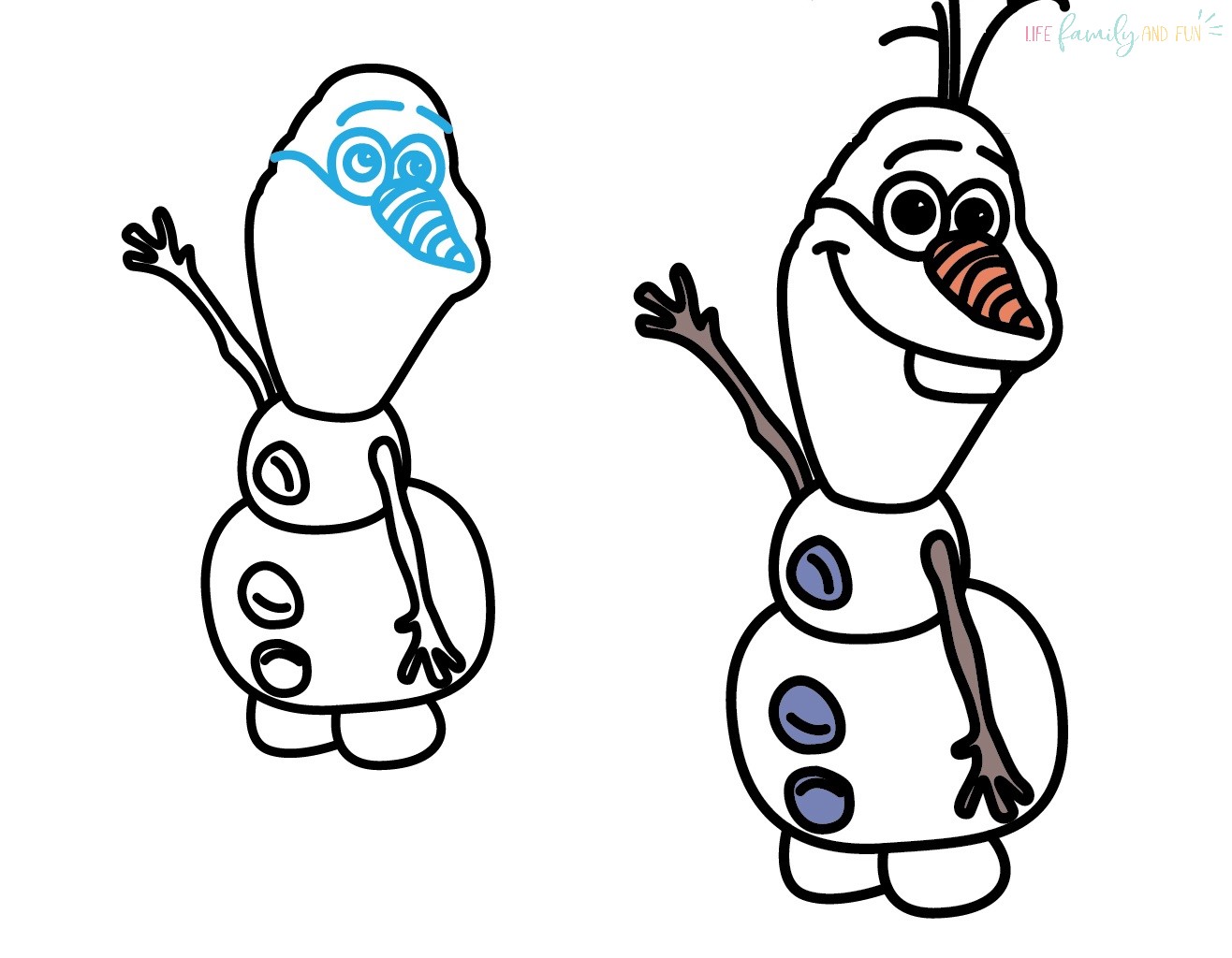 complete and color Olaf drawing