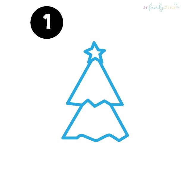 Step one of drawing a Christmas tree