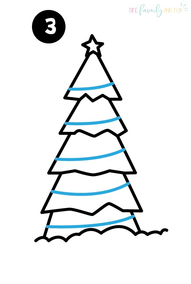draw garland on the Christmas tree