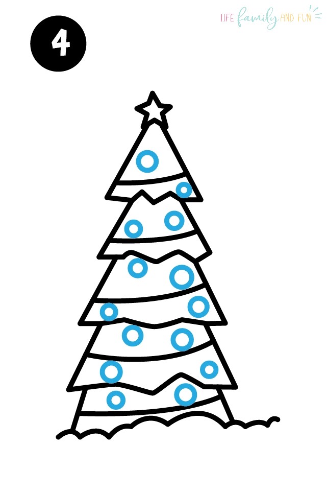 How to draw a Christmas tree - step 4