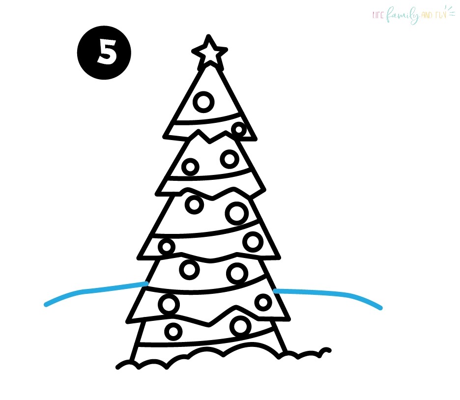 How to draw a Christmas tree - step 5
