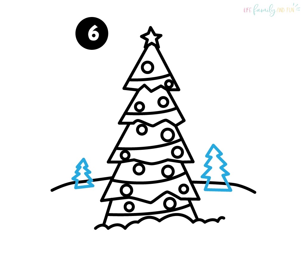 How to draw a Christmas tree - step 6