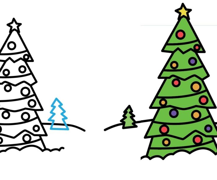 how to draw a Christmas tree