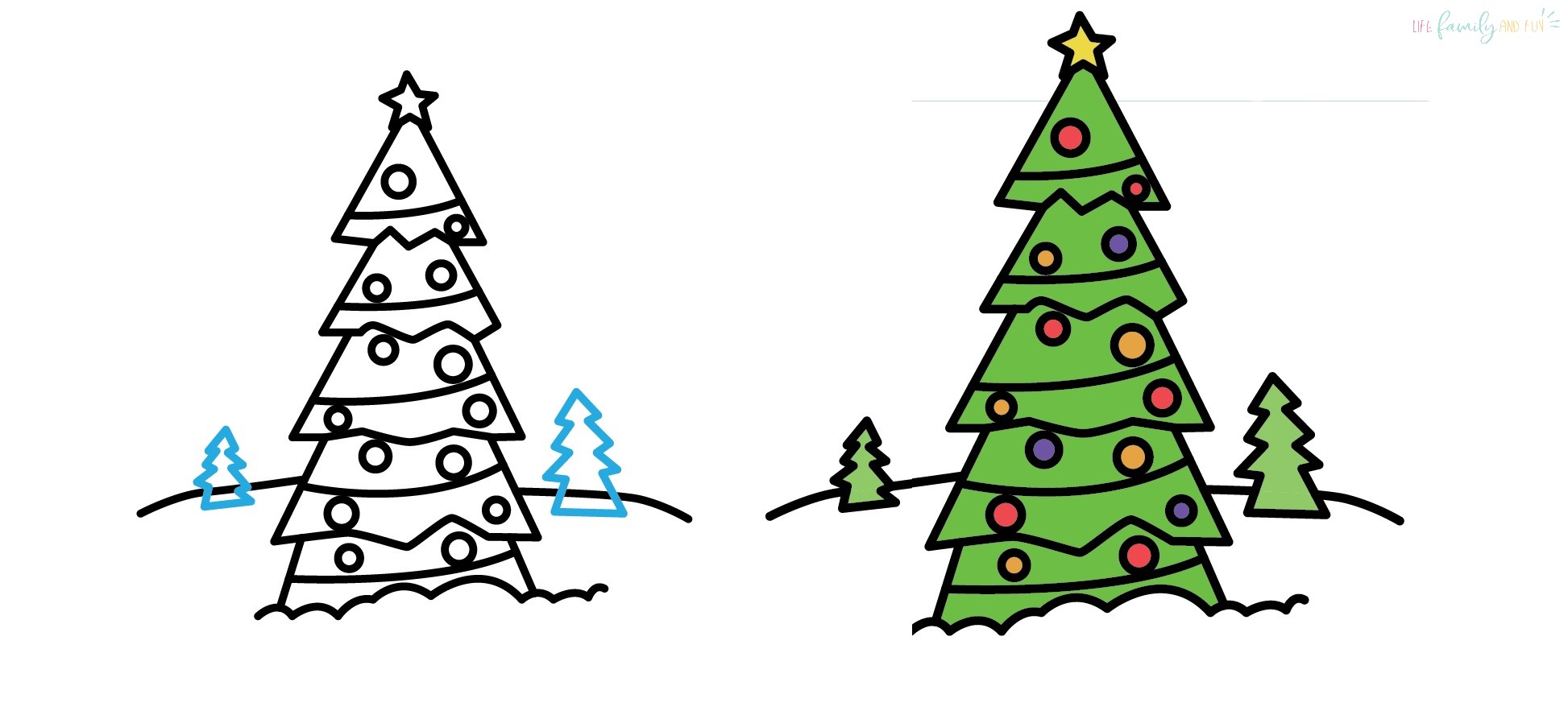 How to draw a Christmas tree - step 7