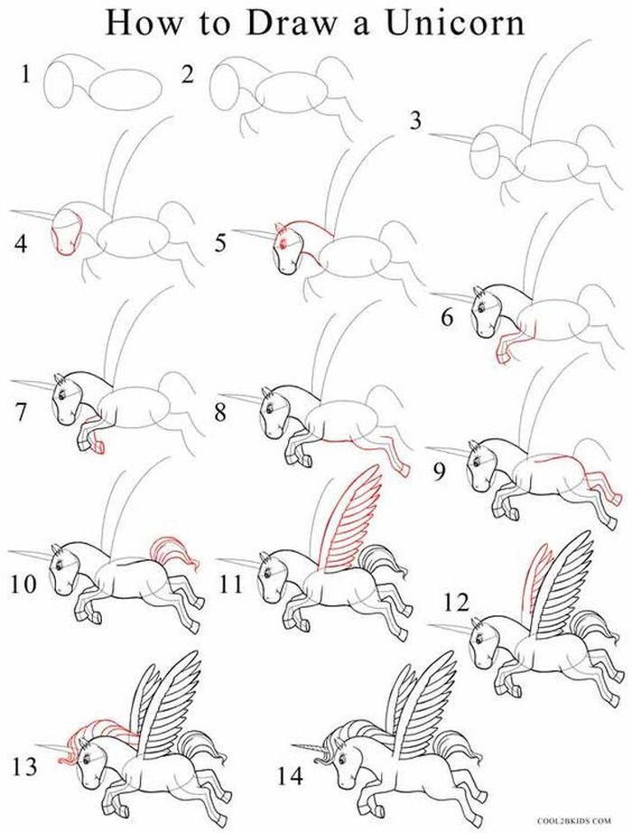 How to draw a Flying Unicorn Step by Step