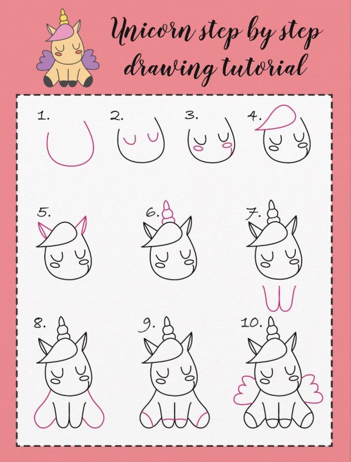 How to draw a Sitting Unicorn