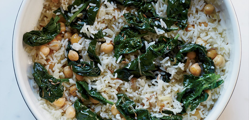 Indian Cumin Fried Rice with Spinach