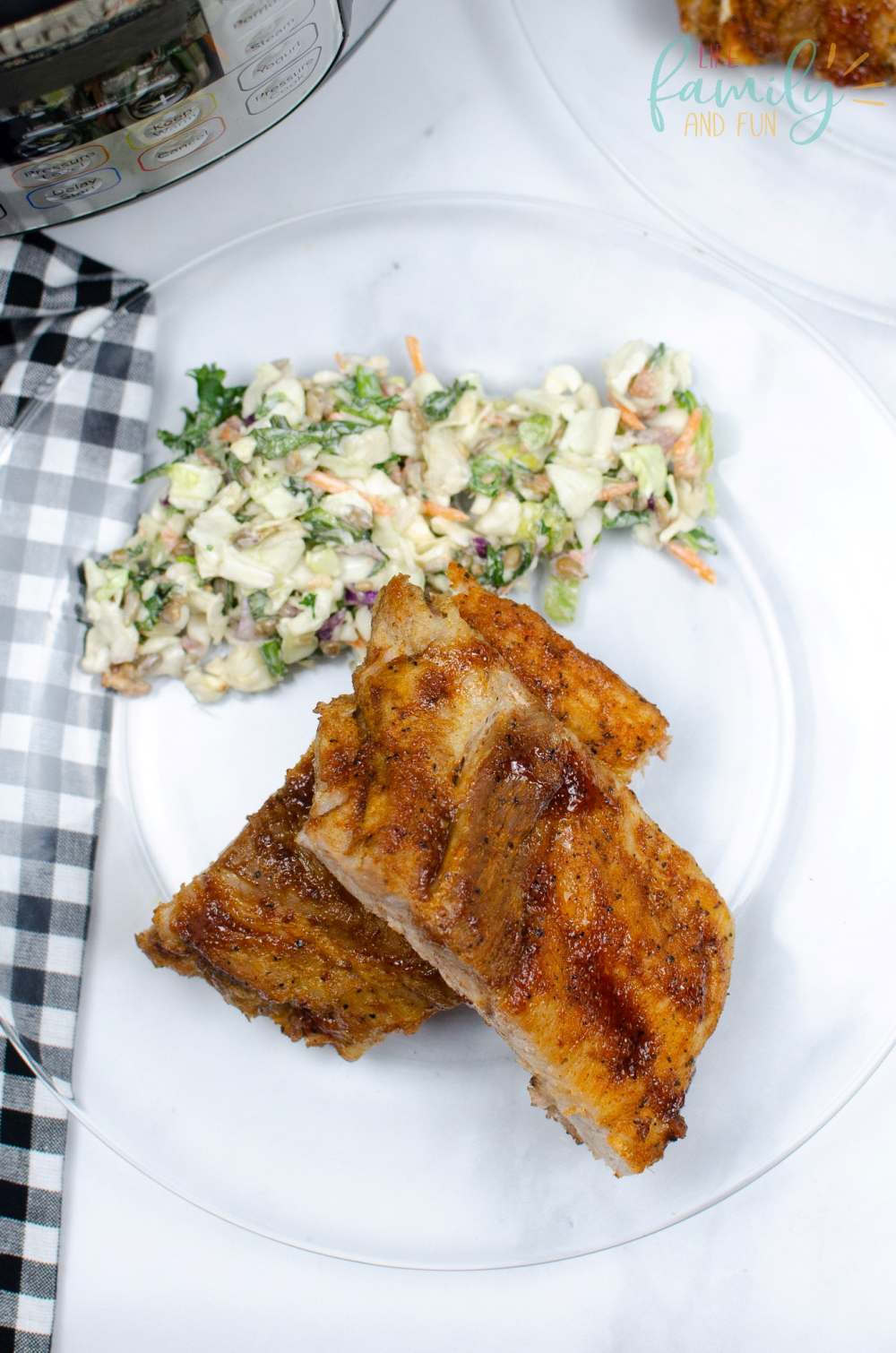 Instant Pot BBQ Baby Back Rib - eat with salad