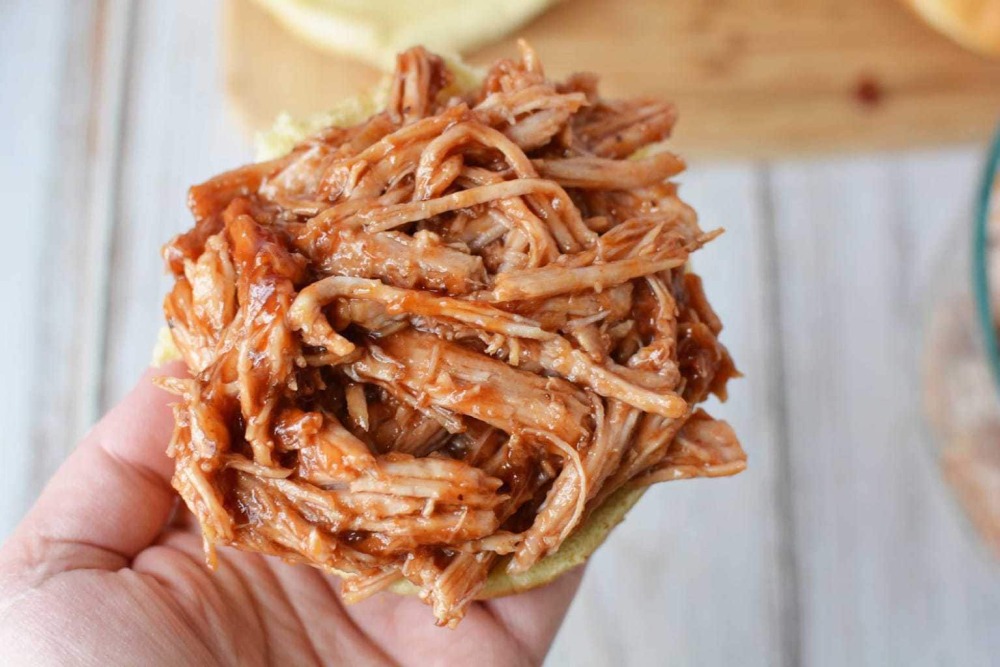 close up of instant pot pulled pork bbq