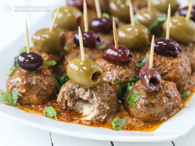 Low-Carb Cheese Stuffed Party Meatballs
