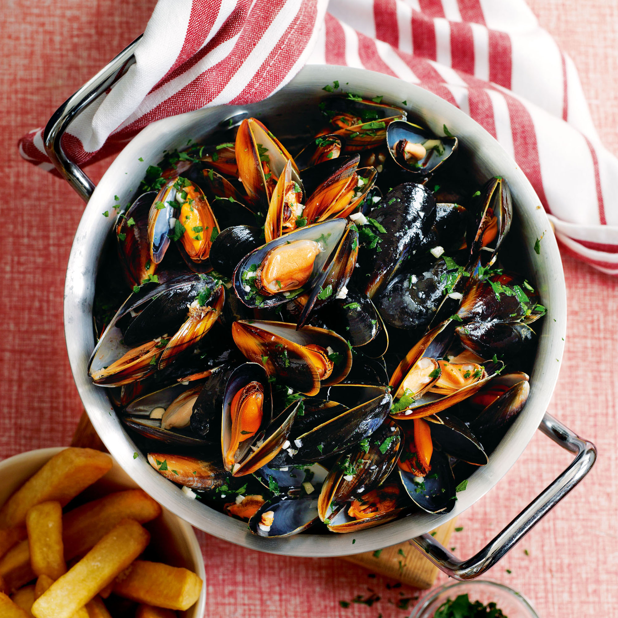 Moules Marinières with Home-Cooked Oven Chips