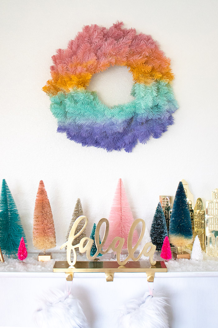Ombre Spray painted Christas wreath