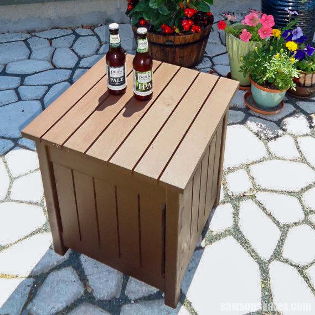 Outdoor End Table With Built-In Cooler