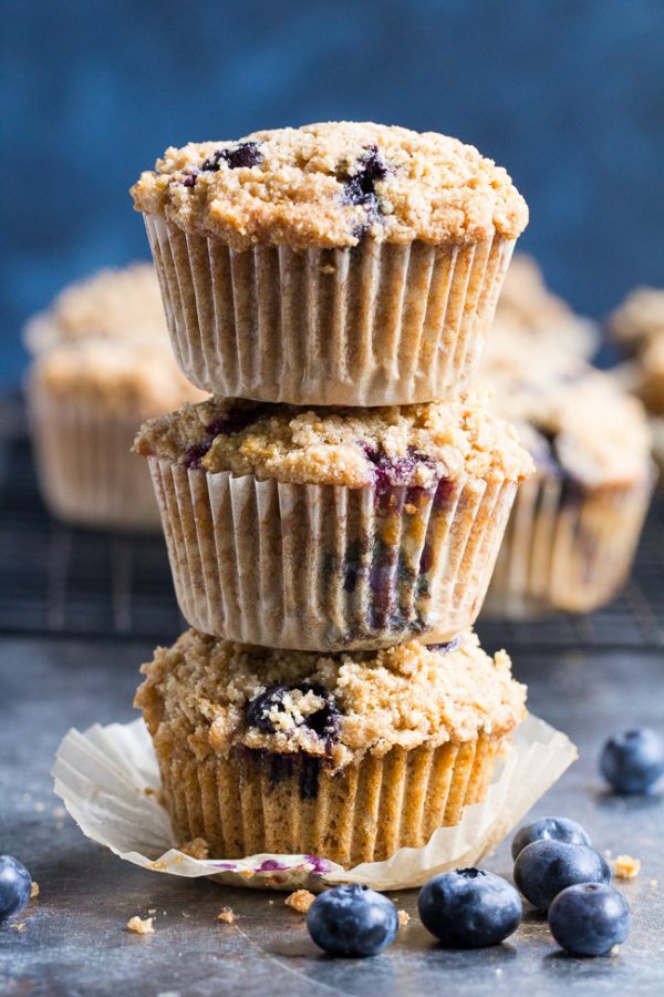 Paleo Blueberry Muffins with Crumb Top