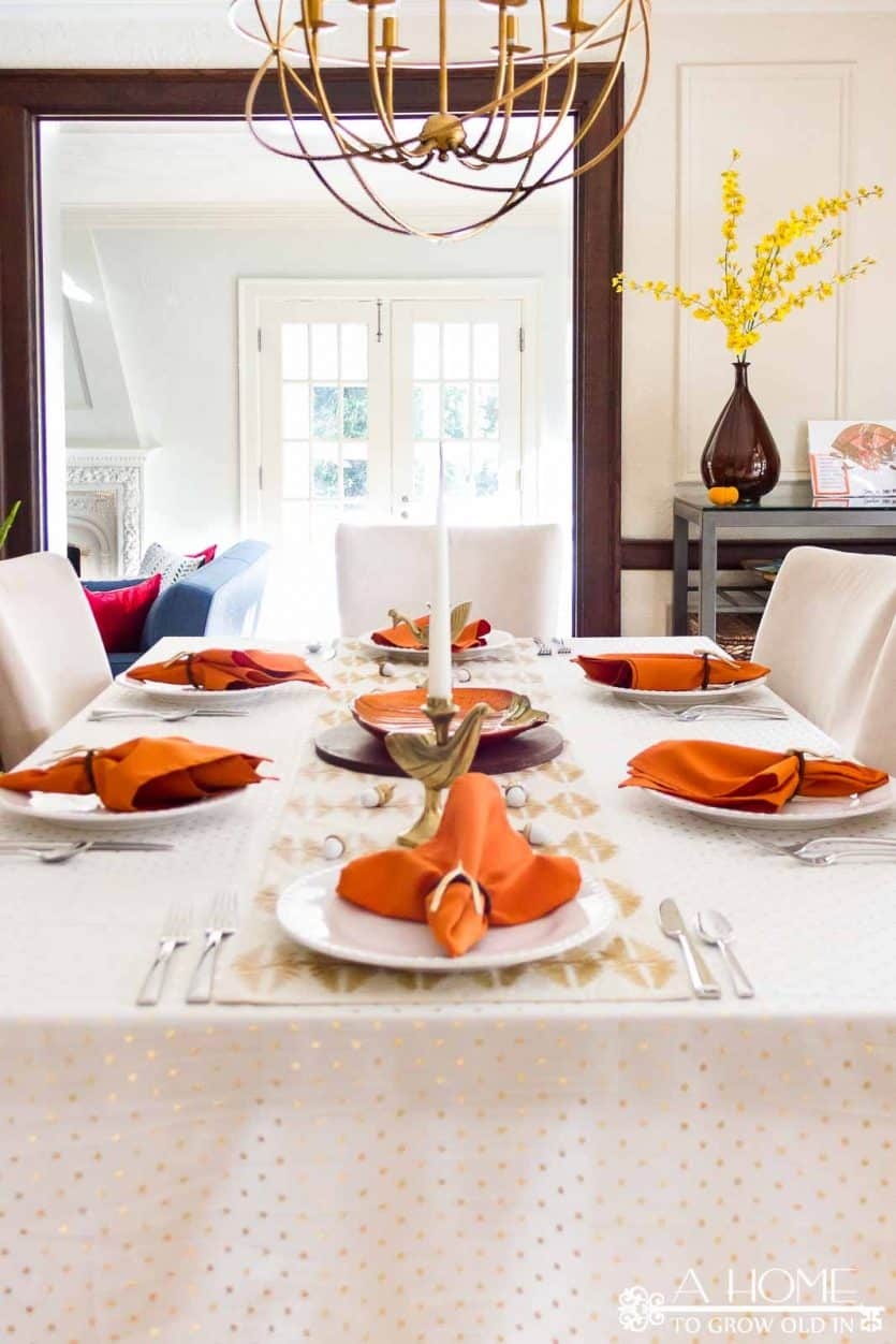 Simple Gold and White Thanksgiving Table