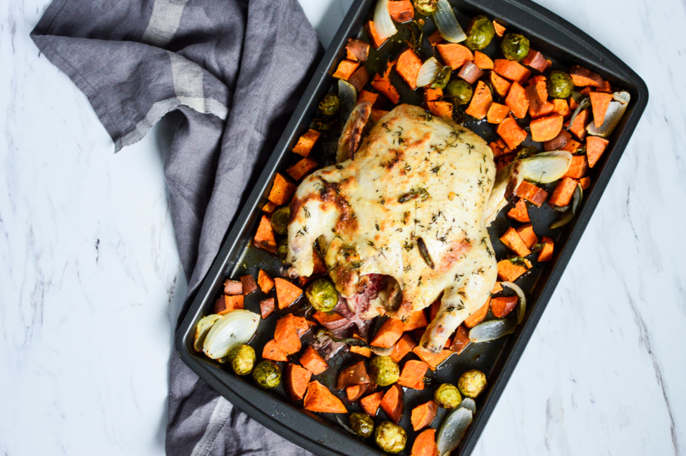 Simple Herb-Roasted Chicken with Root Veggies