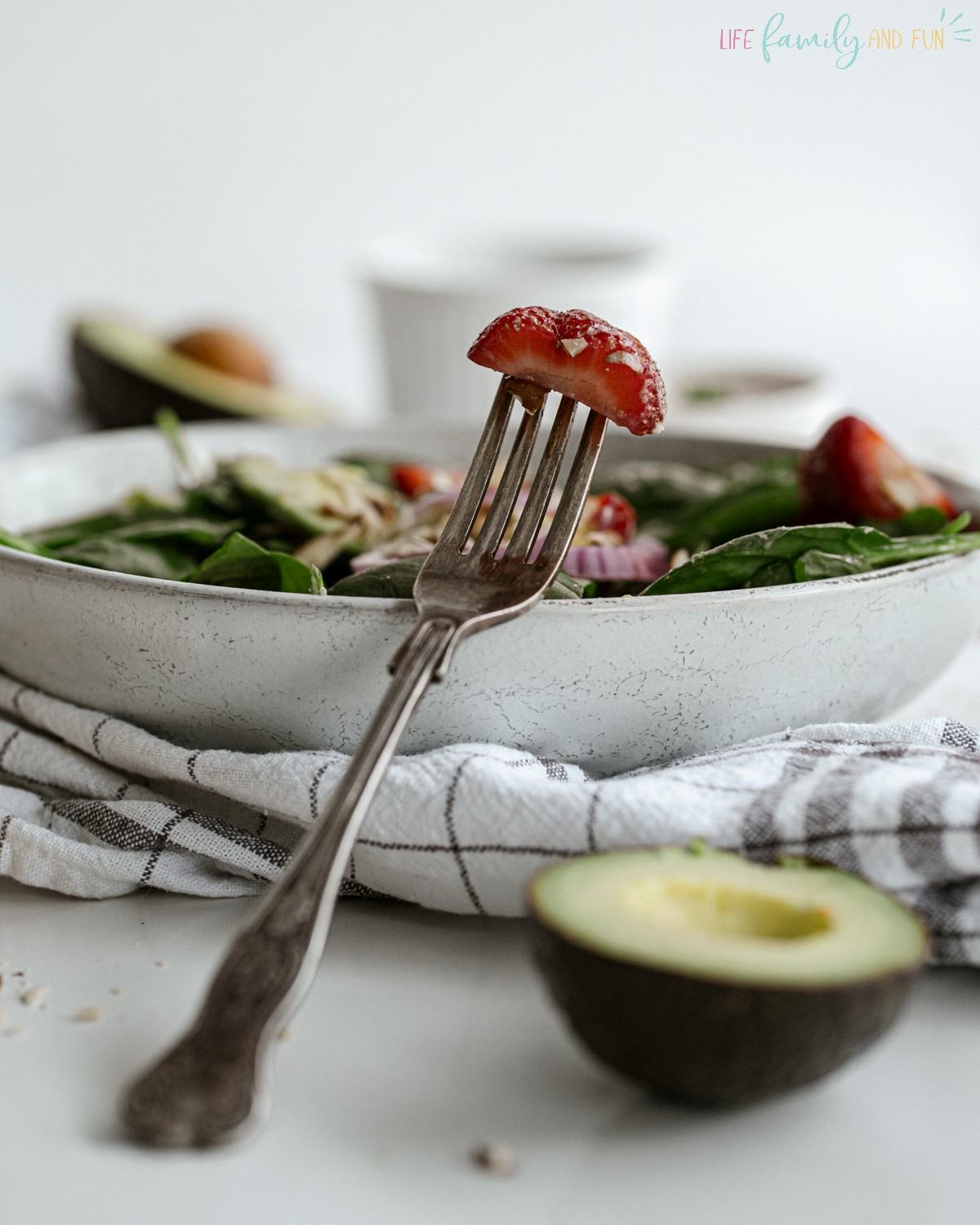 Spinach Strawberry Salad - eating