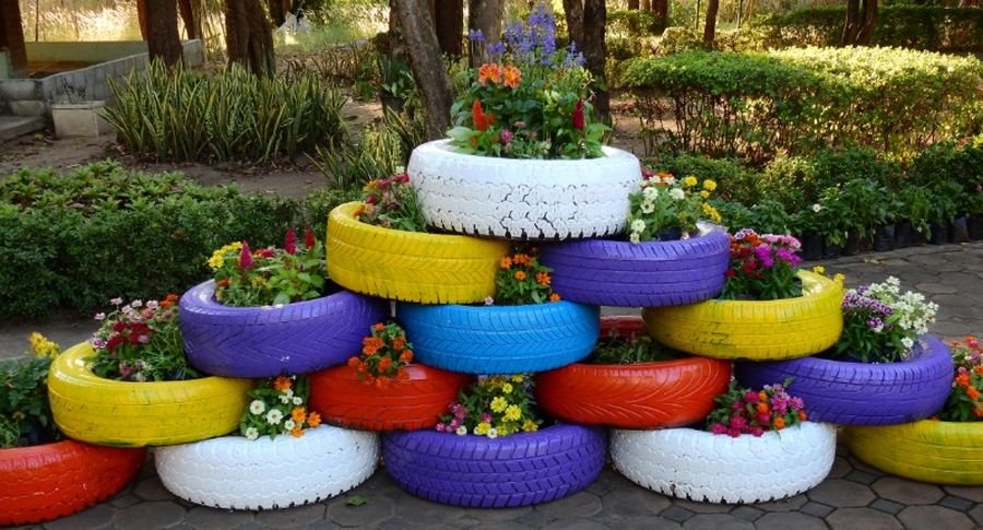 Stacked Tire Planter