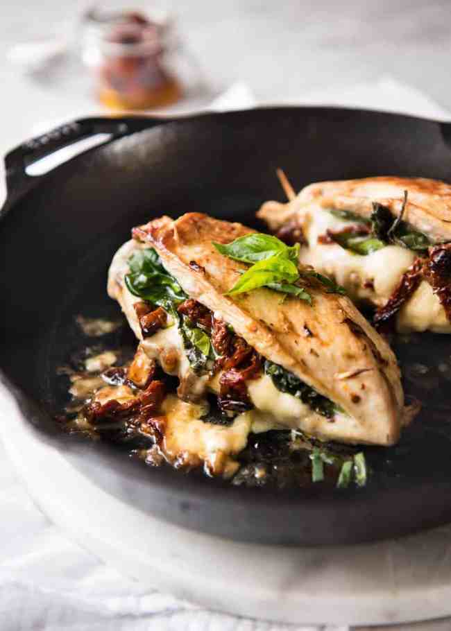 Sun-Dried Tomato, Spinach & Cheese Baked Stuffed Chicken Breast