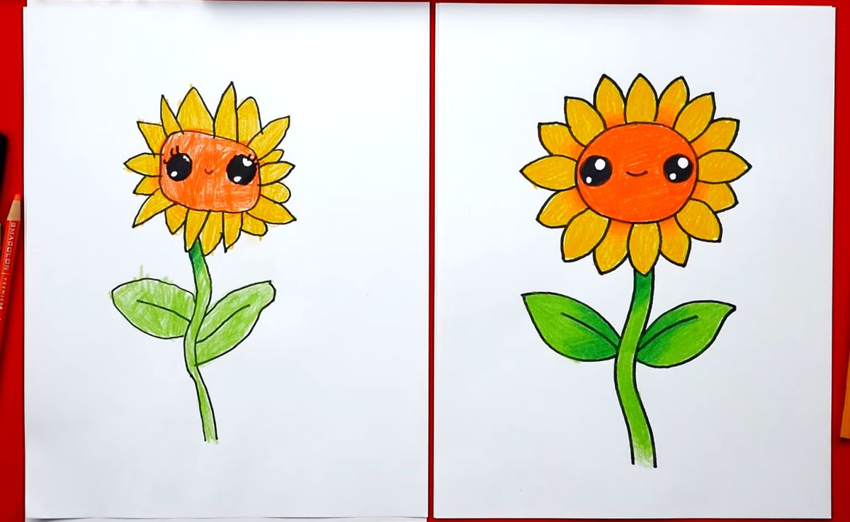 Sunflower with a Face Drawing Tutorial