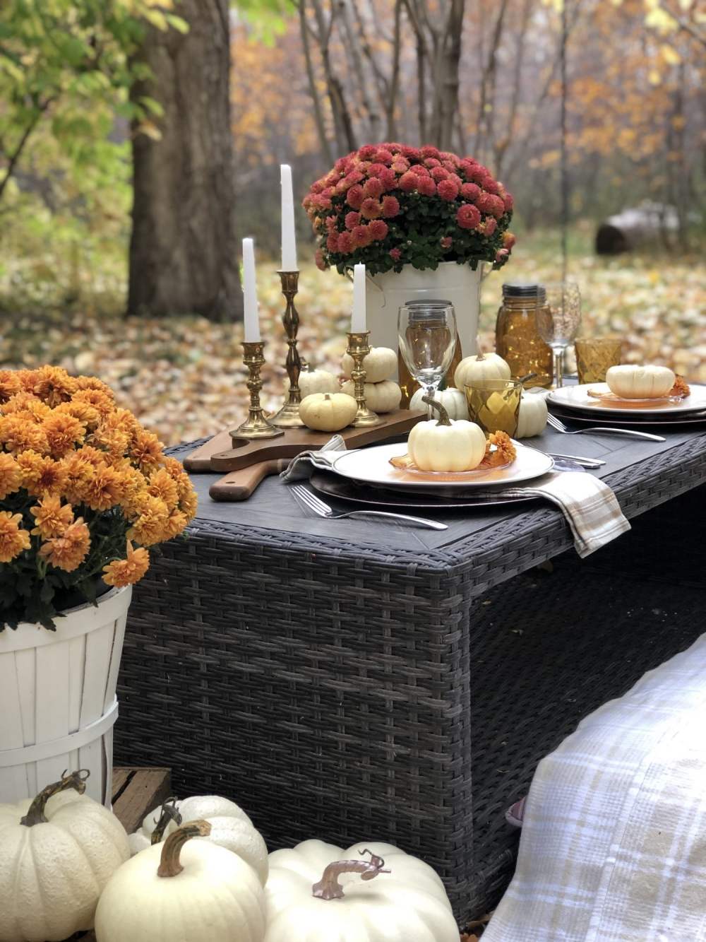 Thanksgiving table in the middle of nature