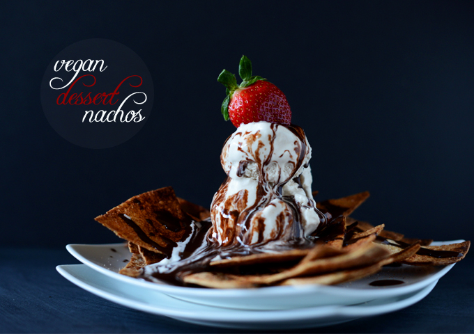 Vegan Dessert Nachos with Coffee Ice Cream