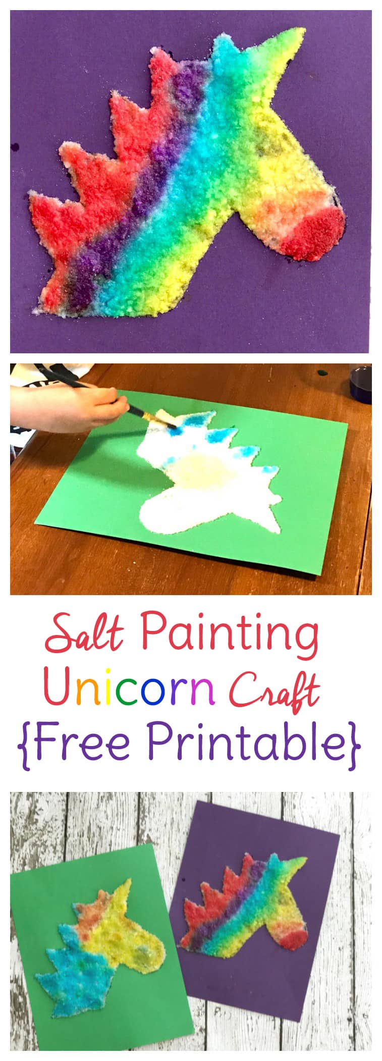 Watercolor Salt Painting Unicorn Craft for Kids
