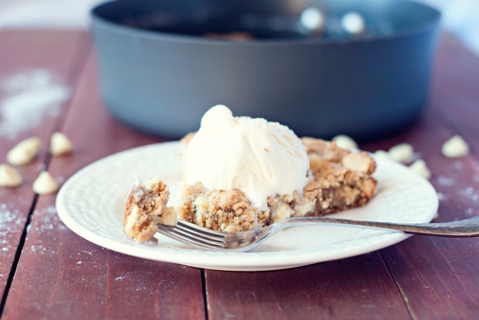 White Chocolate Chip Skillet Cookie