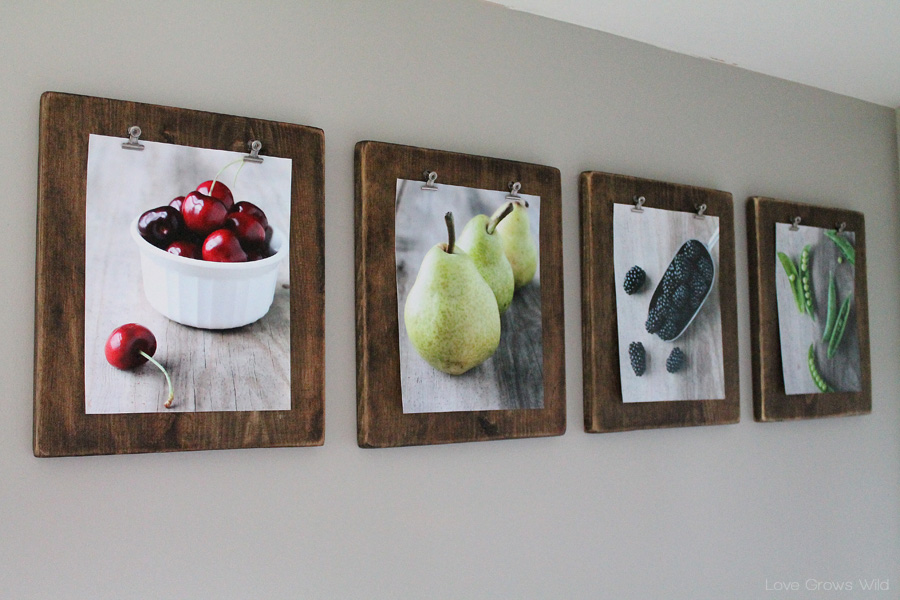 Wood and Clipboard Hanging Photos
