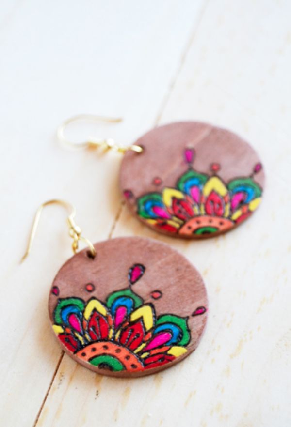 Wooden and Colorful earrings