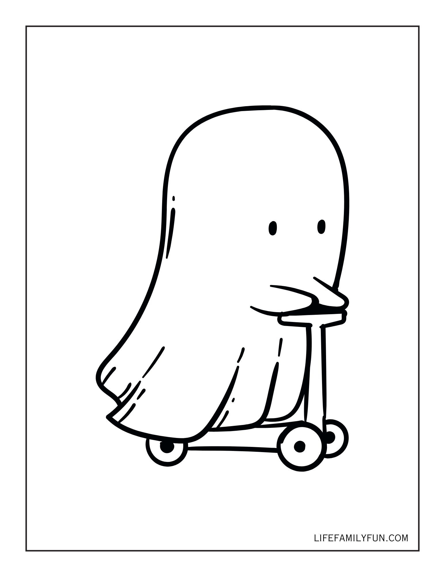 Funny ghosty when wheels coloring page