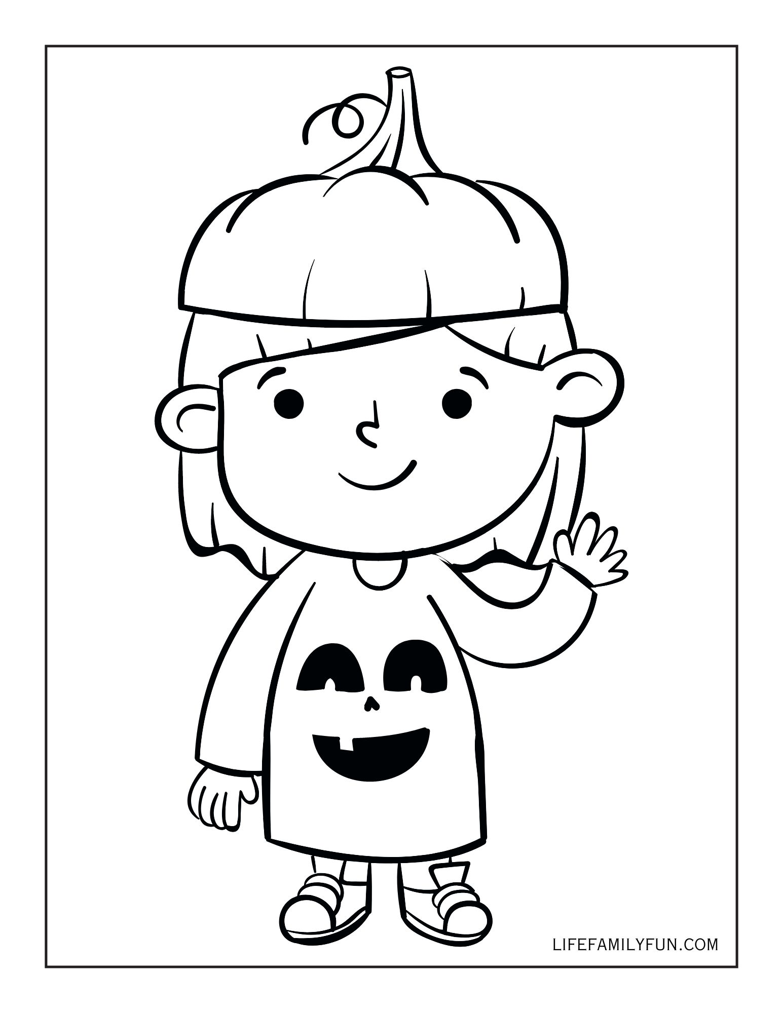Girl Funny toddler halloween coloring page