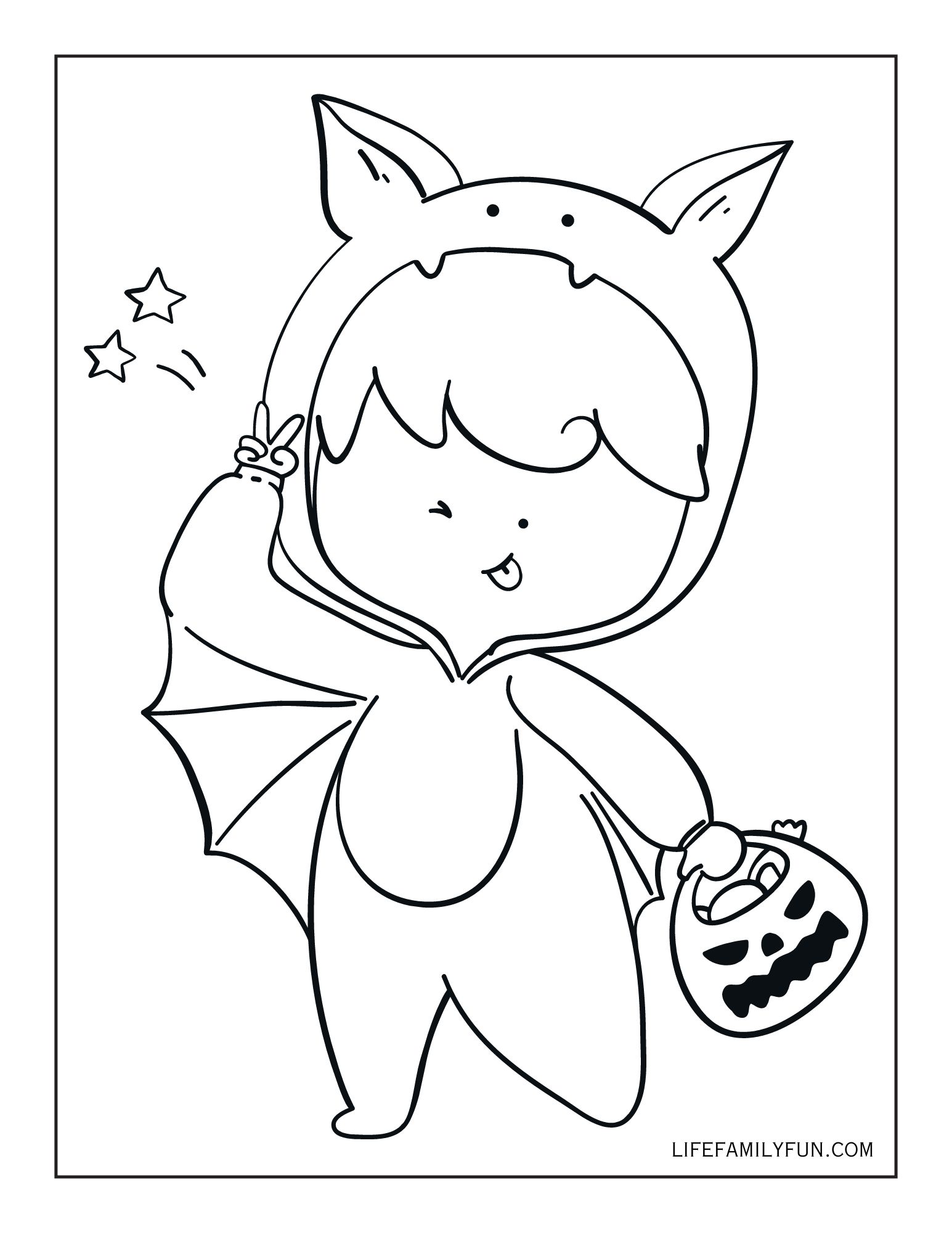 Mini bat halloween coloring page