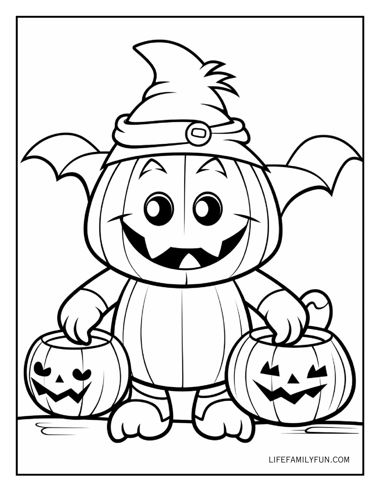 Pumpkin human trick o treat coloring page