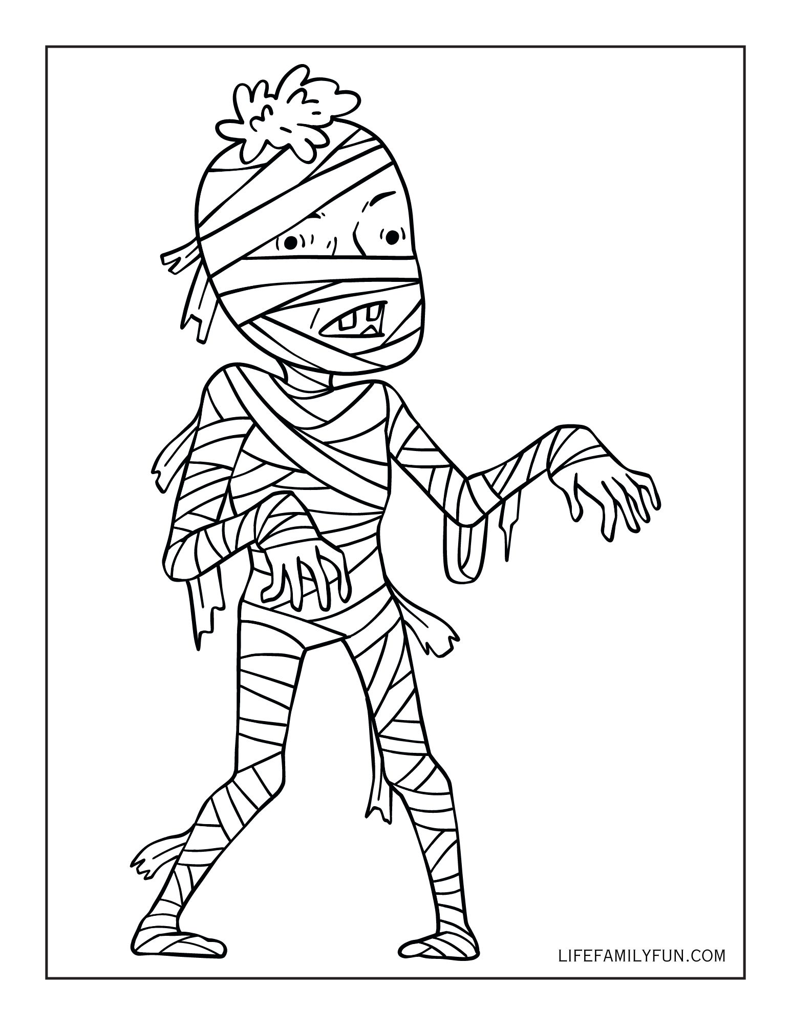Scary Halloween Mummy Coloring Page