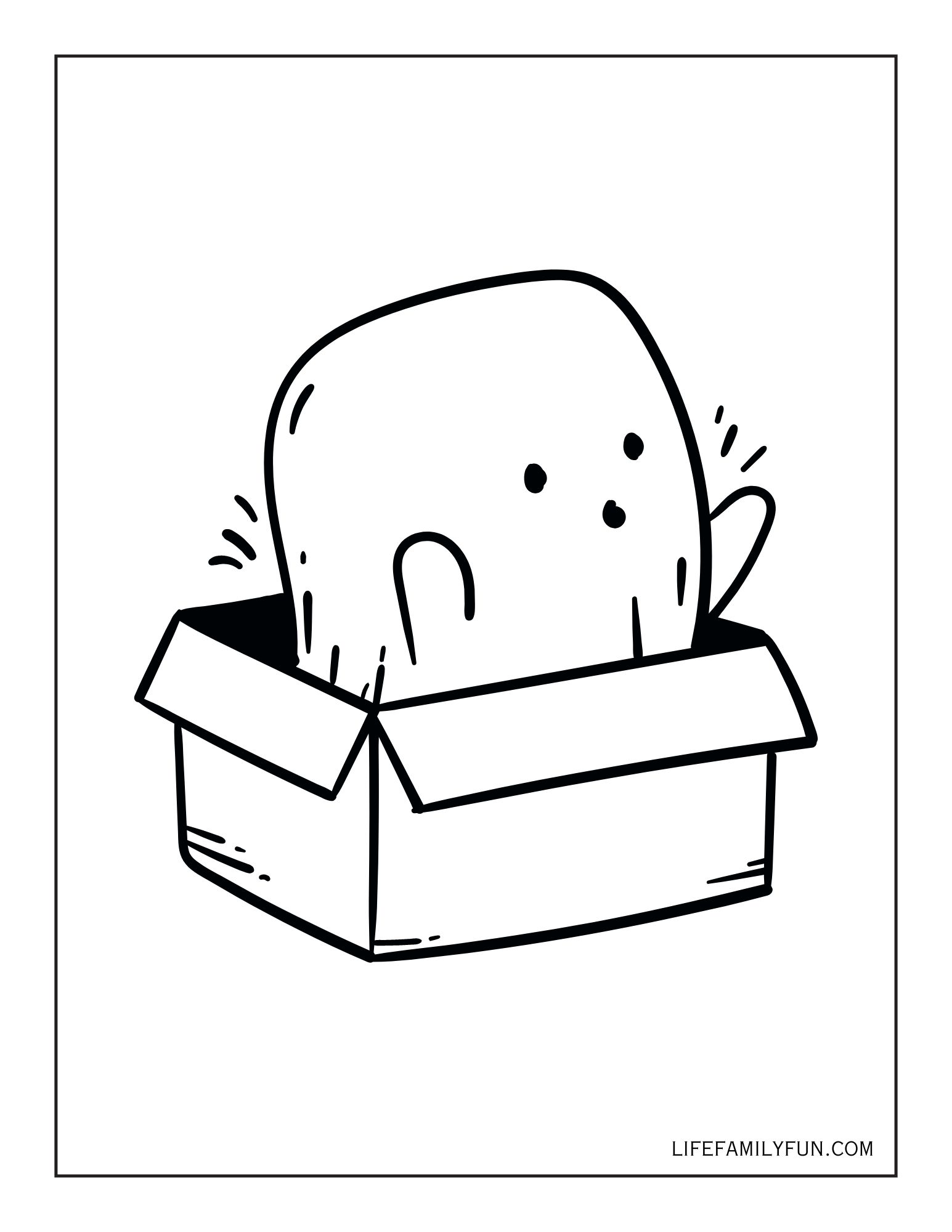 halloween ghost in a box coloring page