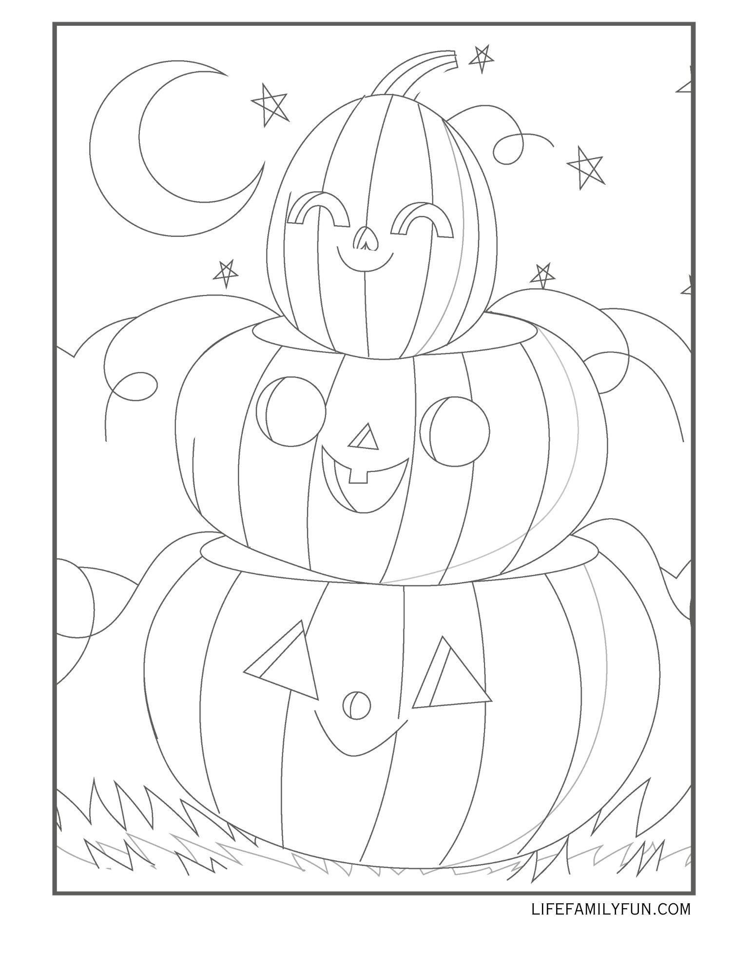 Stacked Halloween Pumpkins Coloring Page