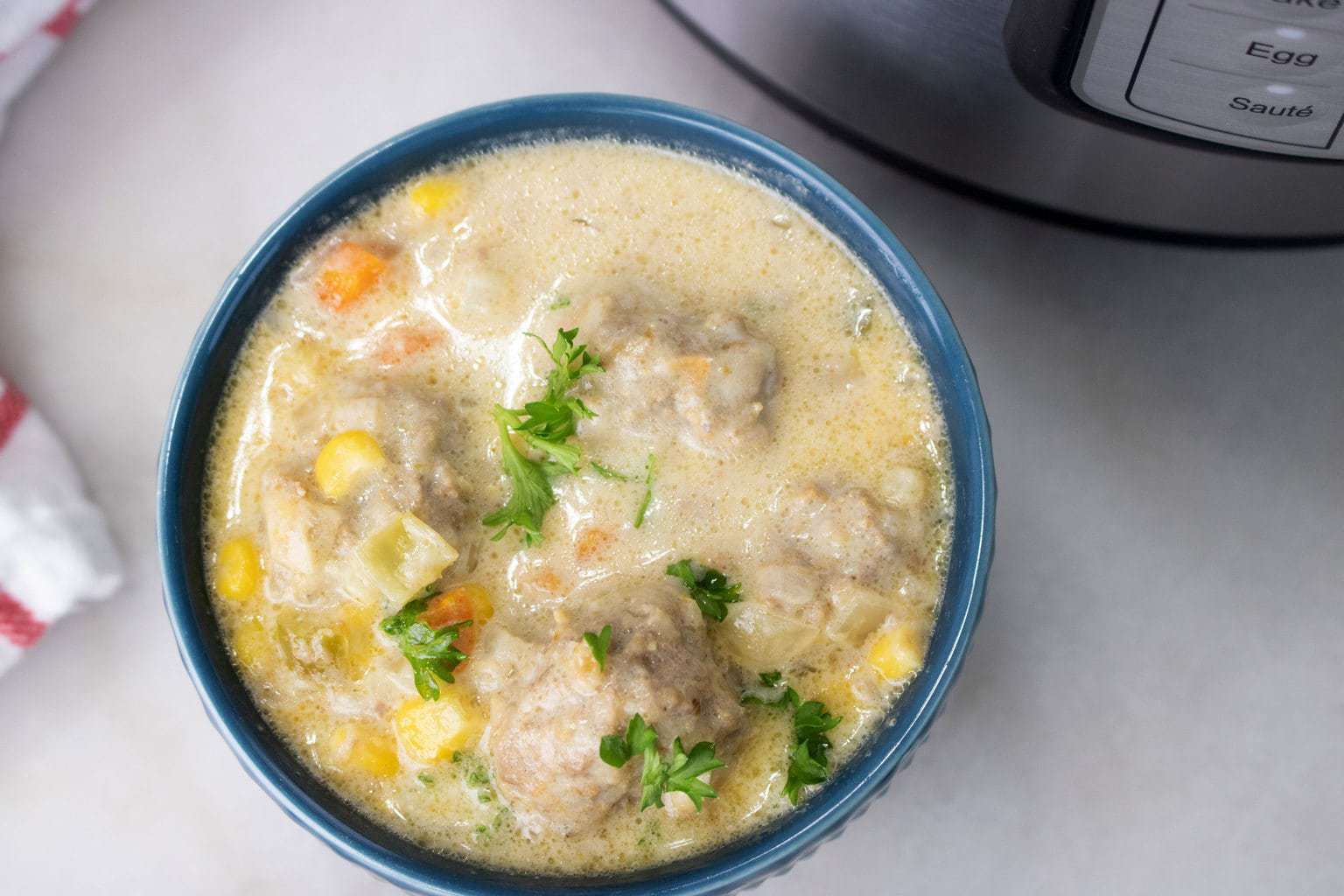 Instant Pot Meatballs Cheesy Soup, Sometimes in life, some things fit perfectly together.  This Instant Pot Meatballs Soup recipe is not only cheesy, but creamy and delicious!
