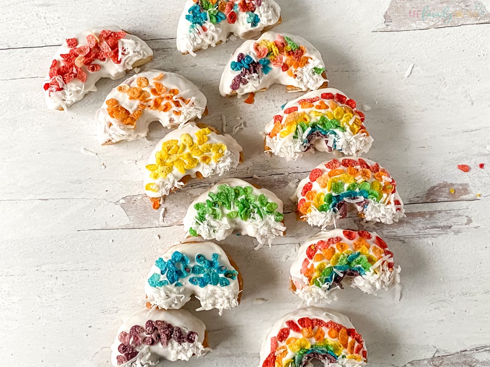 rainbow donut halves